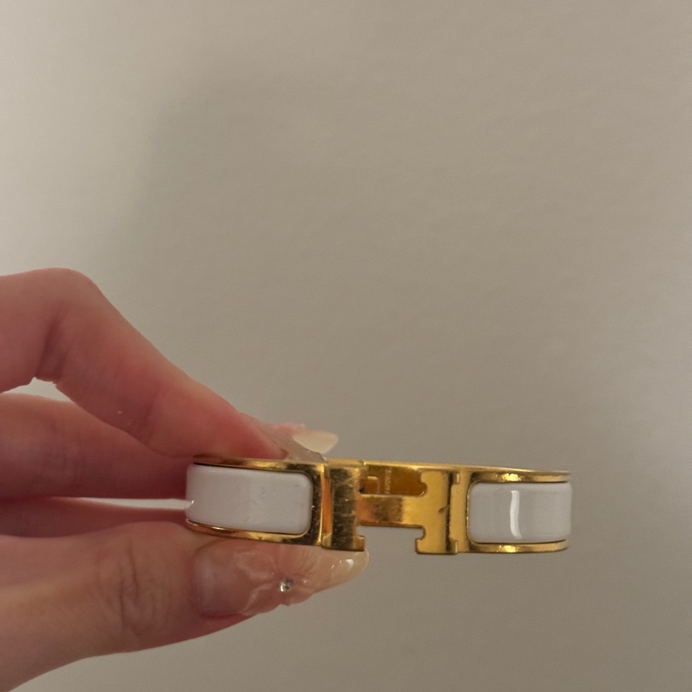 Hermes Gold White clic h Bracelet